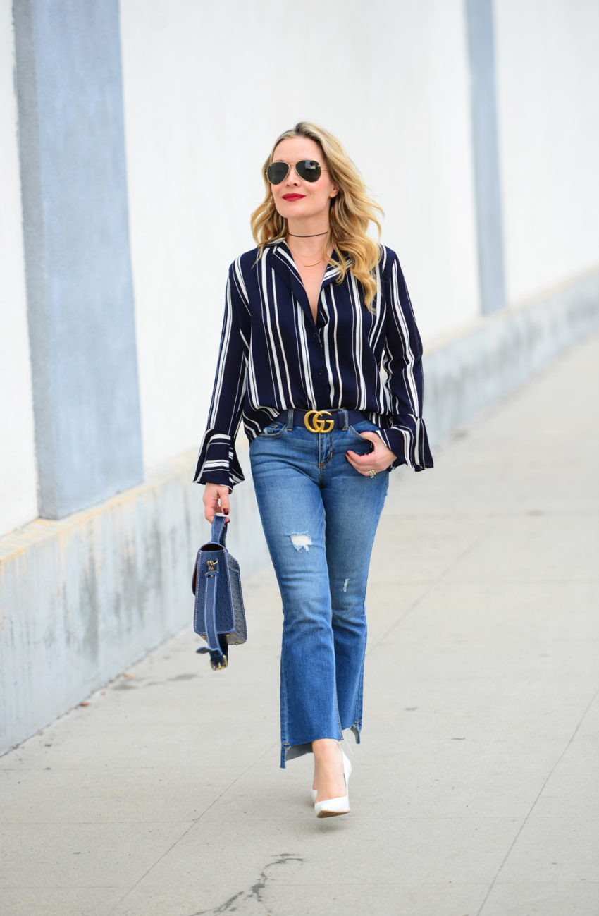 striped bells cropped flares 10