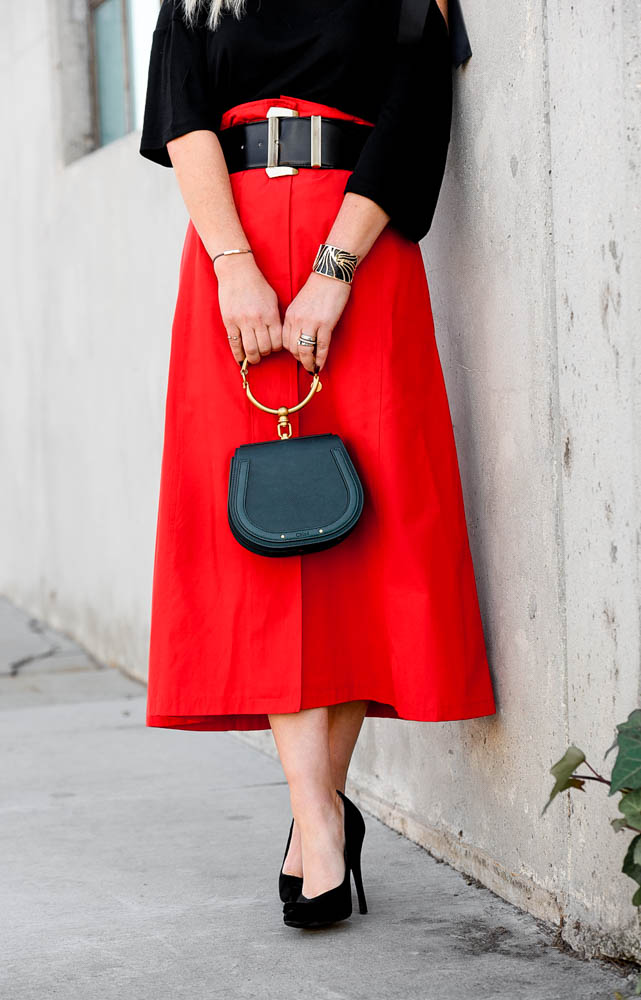 red maxi skirt
