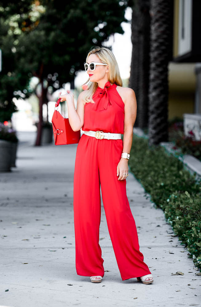 red jumpsuit - Red Jumpsuit, Chinese Take Out & My Man featured by popular Los Angeles fashion blogger, The Hunter Collector
