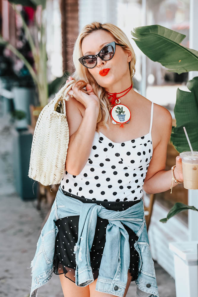 Polka Dots, Polka Dot Shorts & Denim featured by popular Los Angeles fashion blogger The Hunter Collector