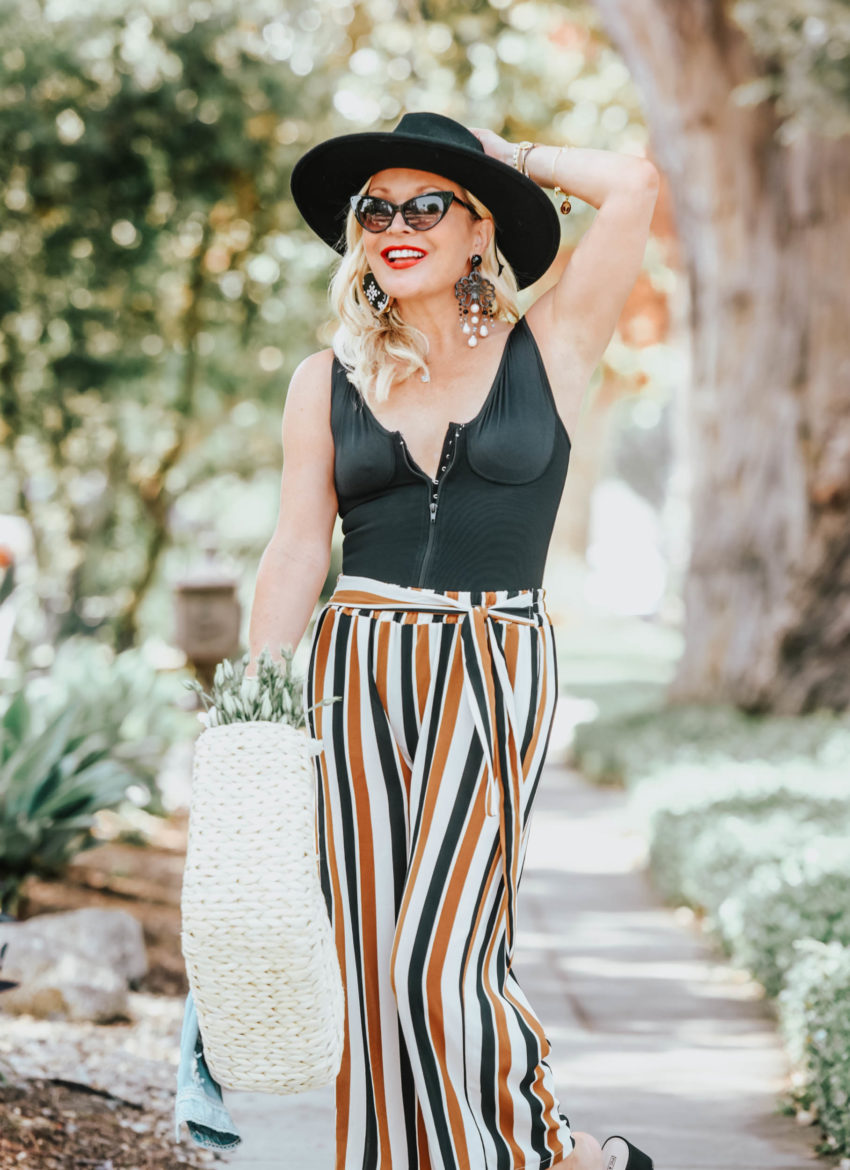 Scandal | Hidden Jeans | Striped Pants, Western Hat, Denim. featured by popular Los Angeles fashion blogger The Hunter Collector