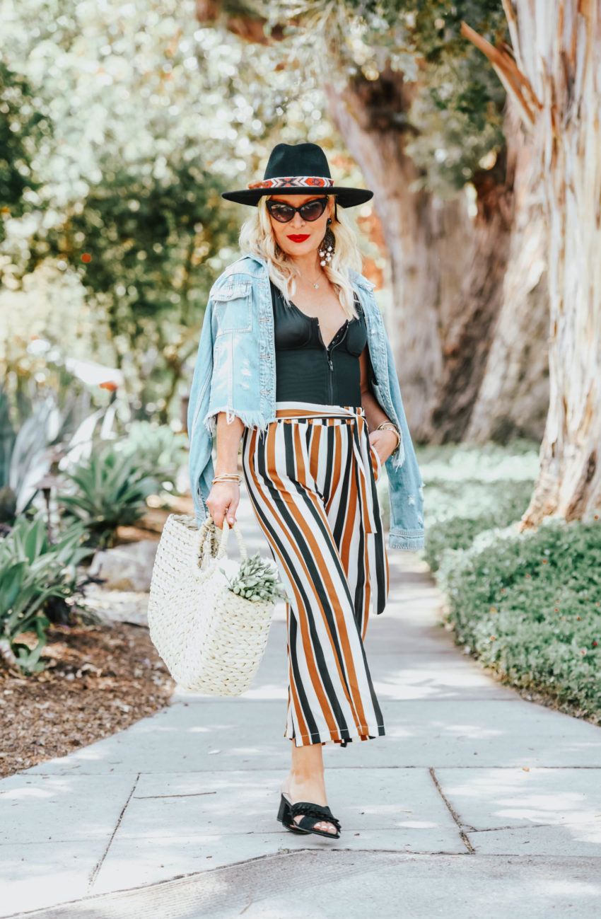 Scandal | Hidden Jeans | Striped Pants, Western Hat, Denim. featured by popular Los Angeles fashion blogger The Hunter Collector