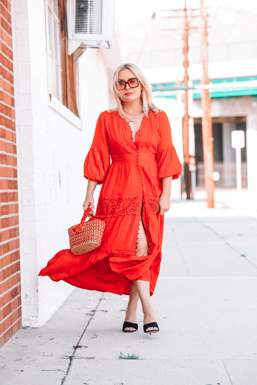 Flowing, Red Boho Dress. - The Hunter ...