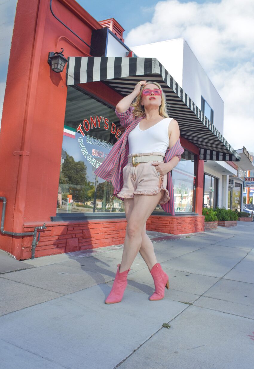 pink ankle boots