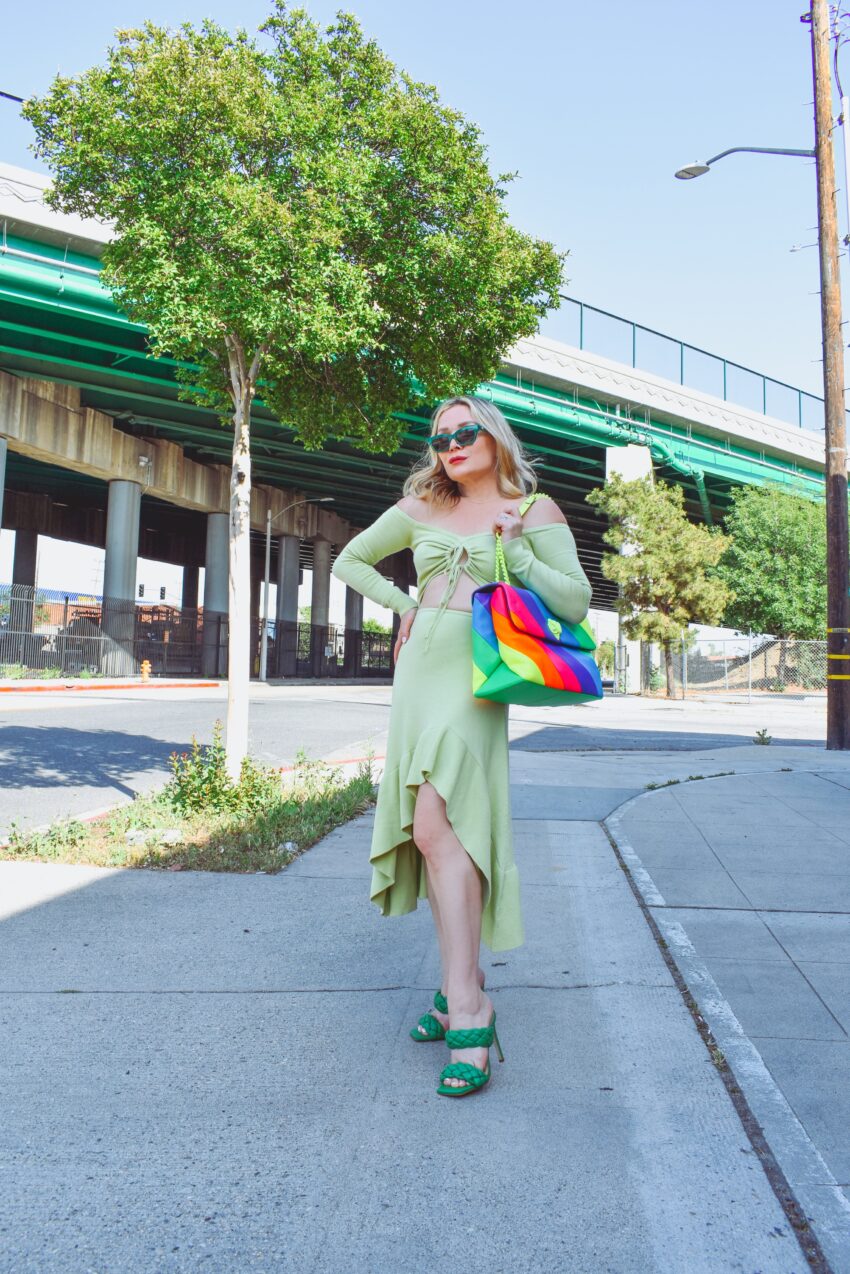 Rainbow Bag, Cut Out Dress.