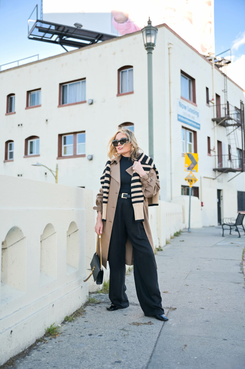 Black and Tan: Trench Coat and Baggy Trousers.